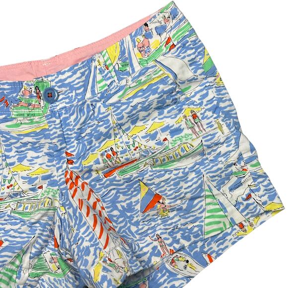 LILLY PULITZER Womens 2 Blue Get Nauti Low Rise Classic Print Callahan Shorts - Picture 2 of 8